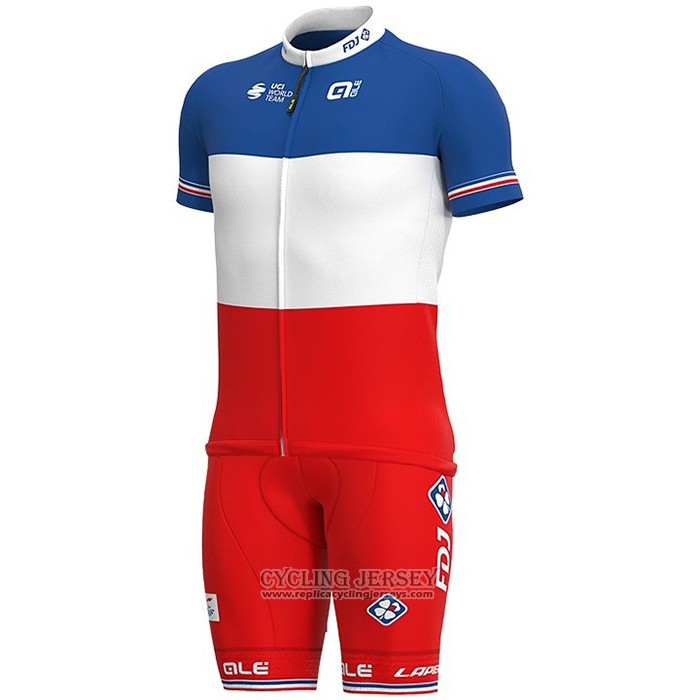 2020 Cycling Jersey Groupama-FDJ Champion France Short Sleeve And Bib Short